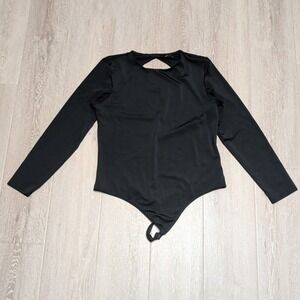 Express Body Contour Black Long Sleeve Open Back Keyhole Bodysuit Womens XL